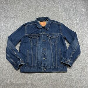 Levis Denim Jacket Mens M Blue Trucker Biker Button Front Classic Western Cowboy